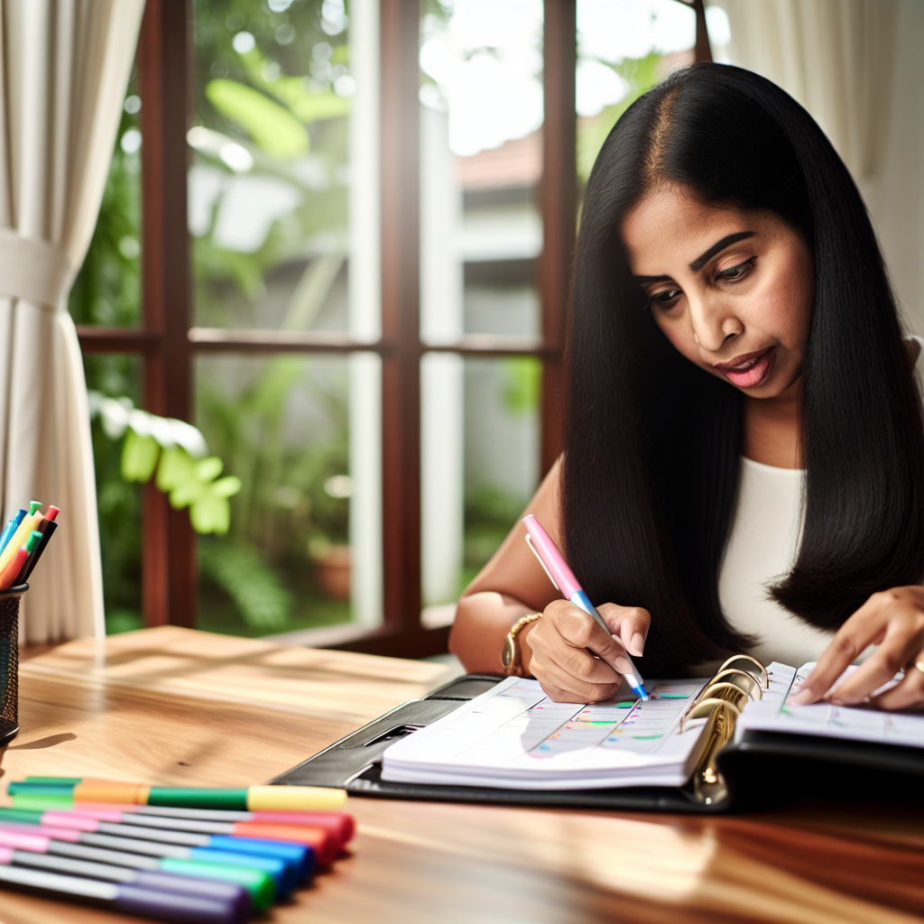 A person organizing tasks and deadlines using a planner