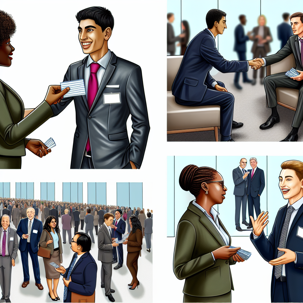 Professionals networking at a business event